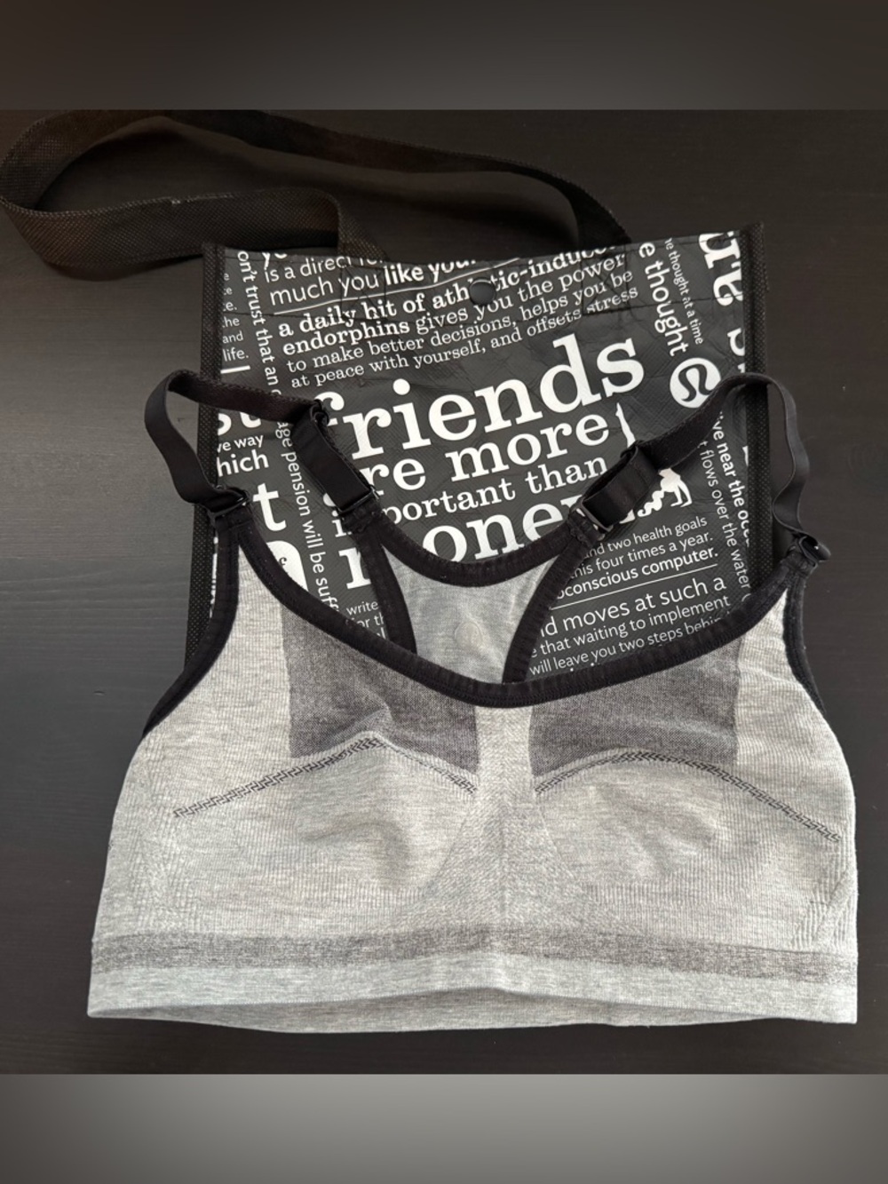 Lululemon Gray and Black Reversible Seamless Sports Bra‎
